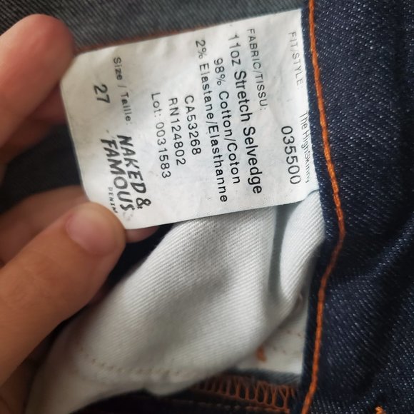 Naked and Famous Jeans - Size 27 The High Skinny 11oz Stretch Selvedge in Indigo - Picture 4 of 4